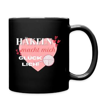 Häkeln macht mich glücklich! rosa Herz rot Herzen - Tasse einfarbig - Schwarz - Rechts