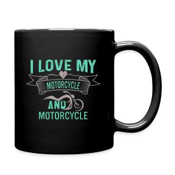 J’adore ma moto et la moto - Mug uni - noir - Droite