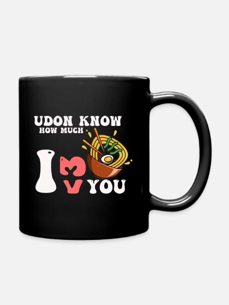 Udon Know How Much I Love You Noodles Pun Japan - Full Colour Mug - black