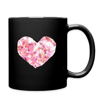 Heart icon with pink sequin - Full Colour Mug - black - Right