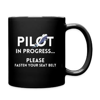 pilot in progress future pilot airplane aircraft - Full Colour Mug - black - Right