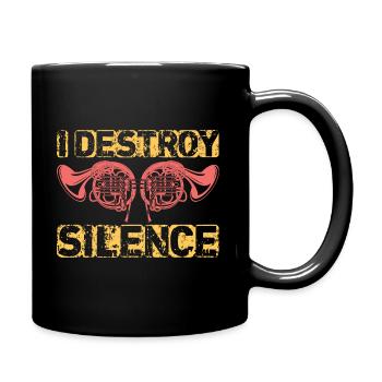 Je détruis le silence Français corne - Mug uni - noir - Droite