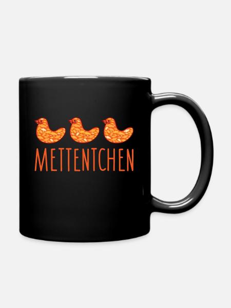 Lustige Mettentchen - Tasse einfarbig - Schwarz