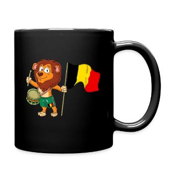 Lion au drapeau belge - Mug uni - noir - Droite