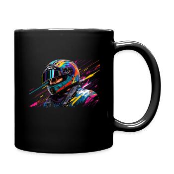 Race Driver With Helmet Illustration - Full Colour Mug - black - Right
