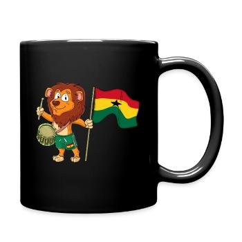 Lion with the Ghana flag - Full Colour Mug - black - Right