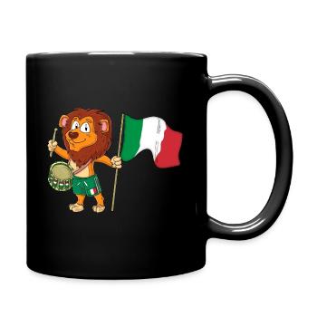 Löwe mit der Italien Fahne - Tasse einfarbig - Schwarz - Rechts