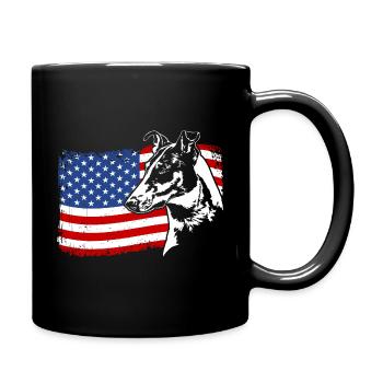 Shorthair Collie America Flag Dogs Wilsigns - Full Colour Mug - black - Right