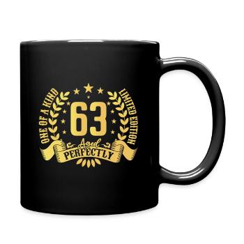 63 Jahre Geburtstagsgeschenk 63 Jahre - Tasse einfarbig - Schwarz - Rechts