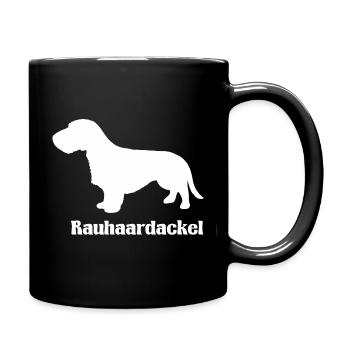 Rauhaardackel Silhouette - Tasse einfarbig - Schwarz - Rechts