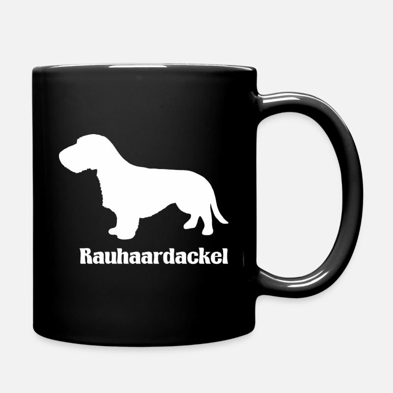 Rauhaardackel Silhouette - Tasse einfarbig - Schwarz