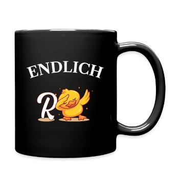 Endlich Rente Humor Ente Geschenk - Tasse einfarbig - Schwarz - Rechts