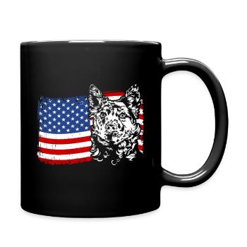Hongrois Mudi Amérique Drapeau Chiens Chien Wilsigns - Mug uni - noir - Droite