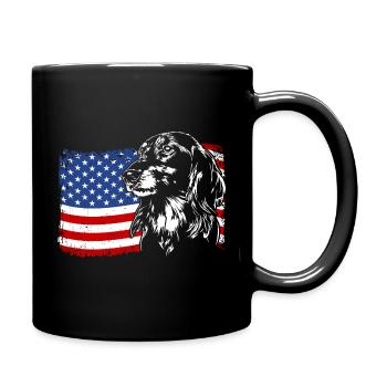 Longhair Dachshund America Flag Dogs Wilsigns - Full Colour Mug - black - Right