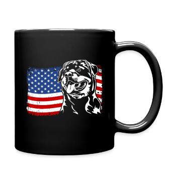 Rottweiler America Flag Dog Dogs Wilsigns - Full Colour Mug - black - Right