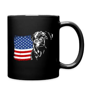 Rottweiler America Flag Dog Dogs Wilsigns - Full Colour Mug - black - Right