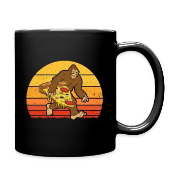 Pizza lieben auch Kreaturen - Tasse einfarbig - Schwarz - Rechts