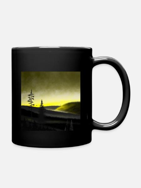 Landschaft im Morgenlicht - Tasse einfarbig - Schwarz