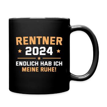 Ruhestand 2024 Endlich hab ich Ruhe Rentner - Tasse einfarbig - Schwarz - Rechts