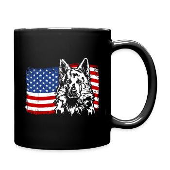 Weisser Schweizer Schäferhund Amerika Fahne Hunde - Tasse einfarbig - Schwarz - Rechts
