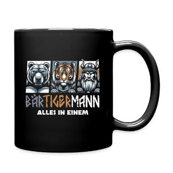 Bärtigermann Bär Tiger Mann Geschenk Bart - Tasse einfarbig - Schwarz - Rechts