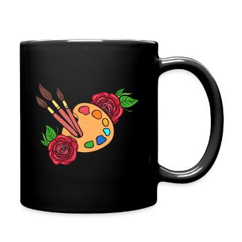 Rosen malen Palette Handwerksperson - Tasse einfarbig - Schwarz - Rechts