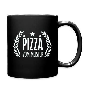 Pizza, Pizzabäcker, Meister - Tasse einfarbig - Schwarz - Rechts