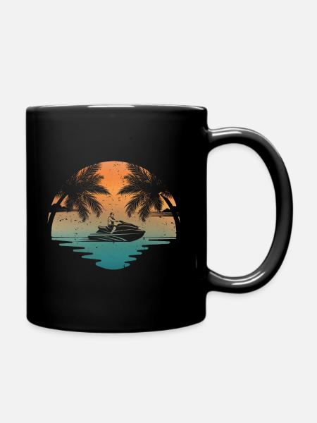Vintage Jetski Sonnenuntergang Sommer | Jet-Ski-Liebhaber - Tasse einfarbig - Schwarz