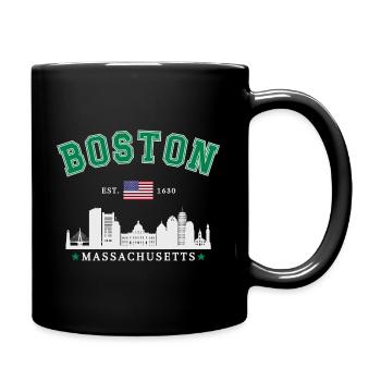 Boston Massachusetts Vintage Travel - Full Colour Mug - black - Right