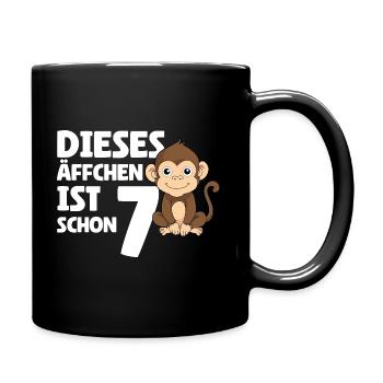 7. Geburtstag 2017 - Dieses Äffchen Ist Schon 7 - Tasse einfarbig - Schwarz - Rechts