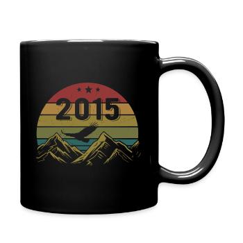 2015 Jahrgang Geburtstag 2015 Retro Geschenkidee - Tasse einfarbig - Schwarz - Rechts