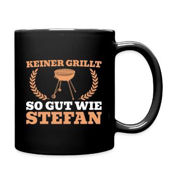 Keiner grillt so gut wie Stefan - Tasse einfarbig - Schwarz - Rechts