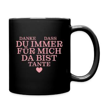 Danke Tante Herz - Tasse einfarbig - Schwarz - Rechts