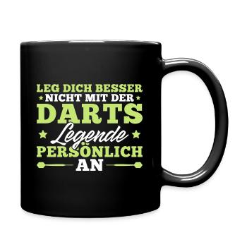 Dartsport Lustiger Spruch Dart Spieler - Tasse einfarbig - Schwarz - Rechts