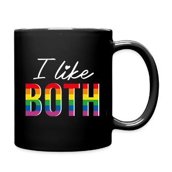 LGBTQIA+ I like both Rainbow Flag bisexual - Full Colour Mug - black - Right