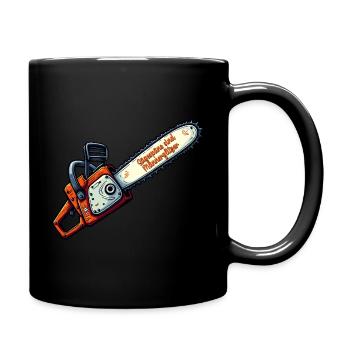 Motorsäge Männerglitzer-Design - Tasse einfarbig - Schwarz - Rechts