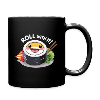 Roll With It - Fun Sushi Design - Full Colour Mug - black - Right