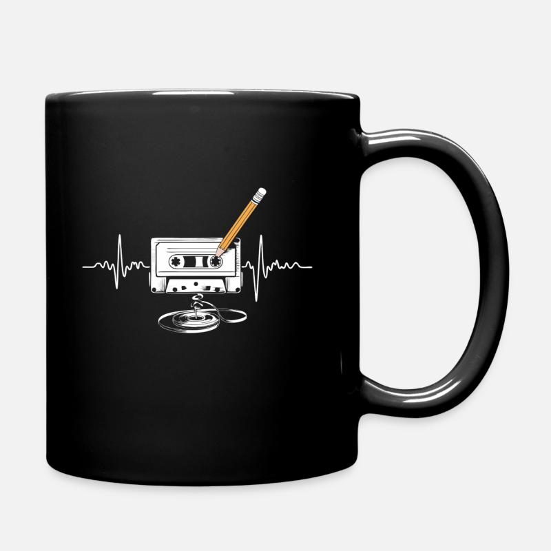 Retro Musik Kassette Herzschlag Vintage Mixtape - Tasse einfarbig - Schwarz