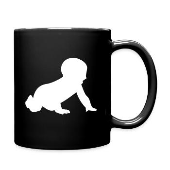 Silhouette de bébé rampant - Mug uni - noir - Droite