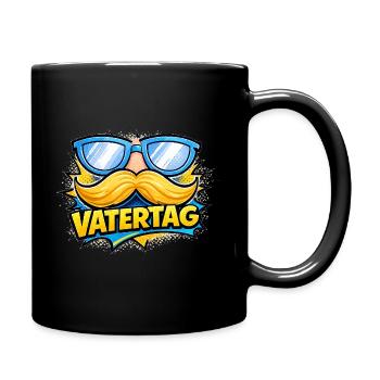 Vatertag mit Schnurrbart Sonnenbrille - Tasse einfarbig - Schwarz - Rechts