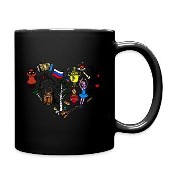 Ich liebe Russland Herz aus russischen Symbolen - Tasse einfarbig - Schwarz - Rechts