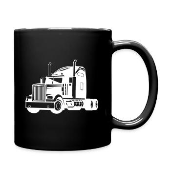 Truck LKW 40 Tonner Zugmaschine Farbe wählbar - Tasse einfarbig - Schwarz - Rechts