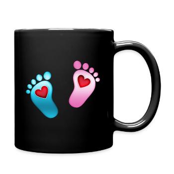 Babyfüße Herz Baby Fußabdruck Mama Mädchen Junge - Tasse einfarbig - Schwarz - Rechts