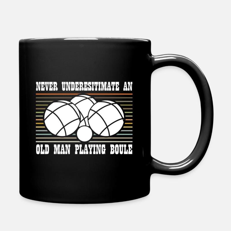 Never underestimate an old man boccia player - Full Colour Mug - black