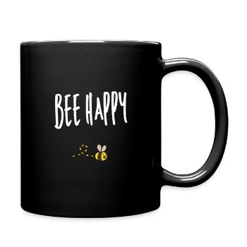 Bee happy bee beekeeper wasp honey saying bees - Full Colour Mug - black - Right