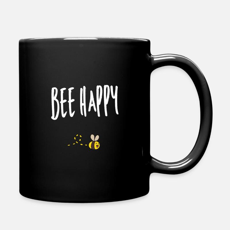 Bee happy Biene Imker Wespe Honig Spruch Bienen - Tasse einfarbig - Schwarz