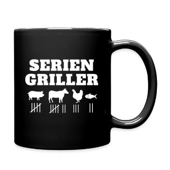 Seriengriller - Schwein,Rind, Huhn, Fisch - Tasse einfarbig - Schwarz - Rechts