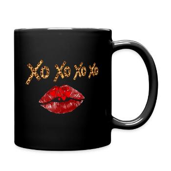 Leopard XOXO Umarmungen Küsse Herzen Liebe Valenti - Tasse einfarbig - Schwarz - Rechts