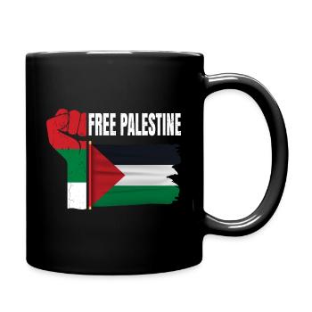 Free Palestine - Freedom Fist - Palestine Flag - Full Colour Mug - black - Right