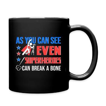 Superheld Krücken Beinbruch Fuß Gebrochen Geschenk - Tasse einfarbig - Schwarz - Rechts